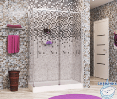 Дверь в нишу Wasserkraft Dinkel 130 см профиль хром, стекло прозрачное 58R30 