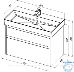 Тумба Aquanet Nova Lite 85 с раковиной Slim Synergy 85 белый глянец