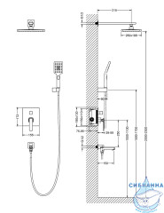 Душевая система Timo Torne SX-4399/03SM 260 1 режим (черный матовый)