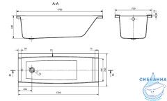 Акриловая ванна Santek Санторини 170х70 с каркасом