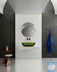 Раковина накладная прозрачная ABBER Kristall 60 AT2805Emerald зеленая