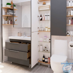 Тумба 1Marka Gaula 60Н черный с раковиной Moduo Slim 60