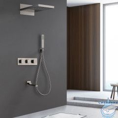 Душевая система ABBER Daheim AF8253SP скрытого монтажа с изливом, термостат, сатин