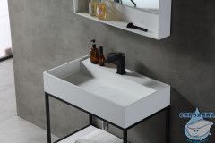 Консоль с раковиной ABBER Stein AS2630 напольная, белая матовая