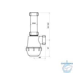 Сифон бутылочный, 1.1/2x40мм, без выпуска, IDDIS, 900A000010VD