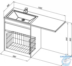 Тумба Aquanet Токио 68 239291 L белый глянец с раковиной Даллас 130