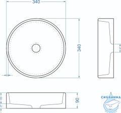 Раковина на столешницу 34 см Malinkin Design Round белая