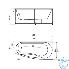 Акриловая ванна Aquatek Пандора 160х75 R с каркасом
