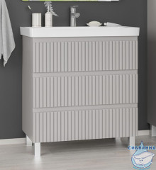 Тумба напольная Brevita Victory 80 серый с раковиной Dreja Luxury 80