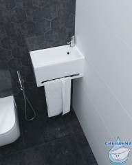 Тумба подвесная 1Marka Tiny XS MINI R 39 с раковиной Tiny 39 белый глянец