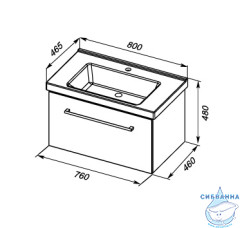 Тумба Dreja Big Inn 80 с раковиной Гармония 80, дуб кантри