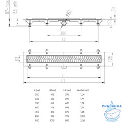Дренажный трап для душа Veconi Basik V350BB с решеткой