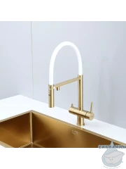 Смеситель кухни Gappo G4397-83 (сатин золотой/белый)