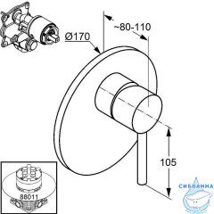 Встраиваемый смеситель для душа Kludi Bozz 38655N076 (брашированное золото)