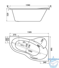 Акриловая ванна Santek Ибица XL 160х100 R с каркасом