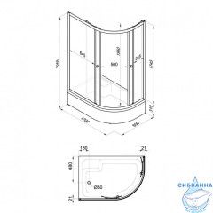 Душевое ограждение Тритон Коралл В L 120x80 профиль белый, стекло мозайка Щ0000061782 (с поддоном)