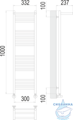 Полотенцесушитель водяной Terminus Аврора П20 30х100 с полкой (нижнее подключение)