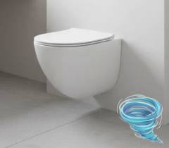 Унитаз подвесной безободковый, смыв торнадо Charus Estella Tornado CR.522.WT3.01 с сиденьем Soft Close (микролифт)