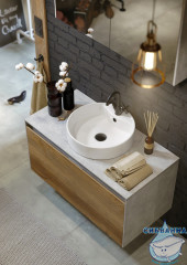 Тумба Aqwella Mobi 100 см корпус белый глянец, фасад дуб балтийский, без раковины