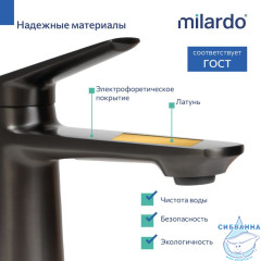 Смеситель для раковины Milardo Лип LEAGM00M01 (без донного клапана) (графит)