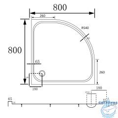 Душевой поддон ABBER AD3A080 80х80 четверть круга, акриловый, белый