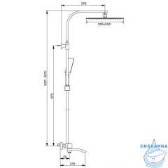 Душевая система Gappo G2407-60 300 1 режим (черный матовый)
