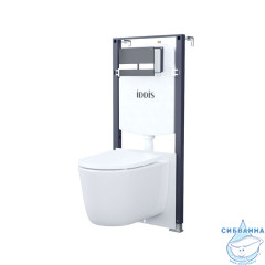 Комплект 3в1: подвесной унитаз, инсталляция и клавиша смыва черная, Basic, IDDIS, BASSPU6i73