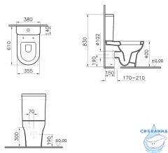 Унитаз напольный Vitra Zentrum с бачком и сиденьем Soft Close (микролифт) 9012B003-7202