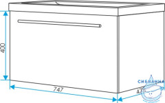 Тумба подвесная 1Marka Соната 75 (1 ящик) с раковиной Анита 75 с 1 ящиком белый глянец