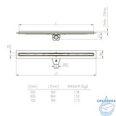 Дренажный трап для душа Veconi V600SL с решеткой