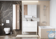 Шкаф-зеркало Акватон Сканди 90 см белый матовый 1A252302SD010