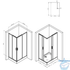 Душевое ограждение AM.PM Gem 100x80 W93G-404-100280-BT профиль черный, стекло прозрачное (без поддона)