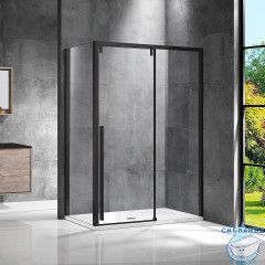 Душевое ограждение Vincea Lugano 130x80 профиль черный, стекло прозрачное VSR-1L8013CLB-1