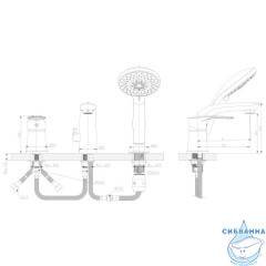 Смеситель для ванны на борт Rossinka T40-39 с душевым гарнитуром (хром)