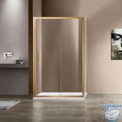 Душевое ограждение Vincea Гарда 130x100 профиль брашированное золото, стекло прозрачное VSR-1G1013CLG