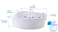 Акриловая ванна Тритон Изабель 170х100 правая с каркасом