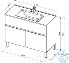 Тумба Aquanet  Алвита New 100 с раковиной Flat 100 дуб веллингтон 