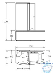 Гидробокс Gemy G8040 B L 170х85