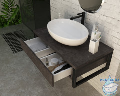 Тумба подвесная 1Marka GRUNGE LOFT 70П (1 ящик) Бетон темно-серый с раковиной Sanita Luxe Инфинити 60