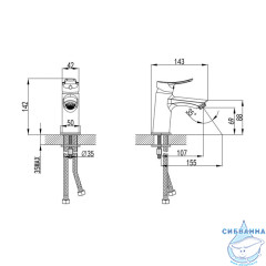 Смеситель для умывальника, Amplex, Milardo, AMPSB00M01