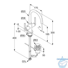Смеситель для раковины Kludi Nova Fonte Puristic 201180515 (с донным клапаном) (хром)