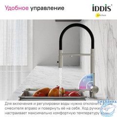 Смеситель для кухни с фильтром и гибким изливом, сатин, Ace, IDDIS, ACEBNFFi05