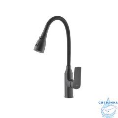 Смеситель для кухни с гибким изливом, черный матовый, Poli, Milardo, POLBL0FM05