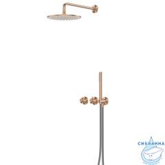 Душевая система ABBER Emotion 316 AF8851BRG скрытого монтажа без излива, термостат, брашированное розовое золото