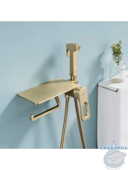 Встраиваемый смеситель с гигиеническим душем Raglo R51.55.03 (сатин золотой)