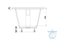 Ванна из искусственного камня Bas Афина 170х75 (с каркасом) (белый матовый)