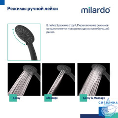 Смеситель для ванны, черный матовый, Rora, Milardo, RORBL00M02