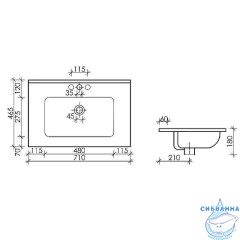 Раковина встраиваемая 71 см Ceramicanova Element CN7007MB
