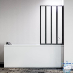 Шторка для ванны Veconi Палау 120x150 профиль черный, стекло прозрачное PL74BR-120-01-19C4