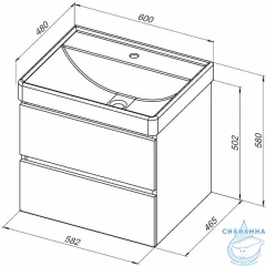 Тумба Aquanet Вега 60 с раковиной Aquanet Ирис 60 белый глянцевый
